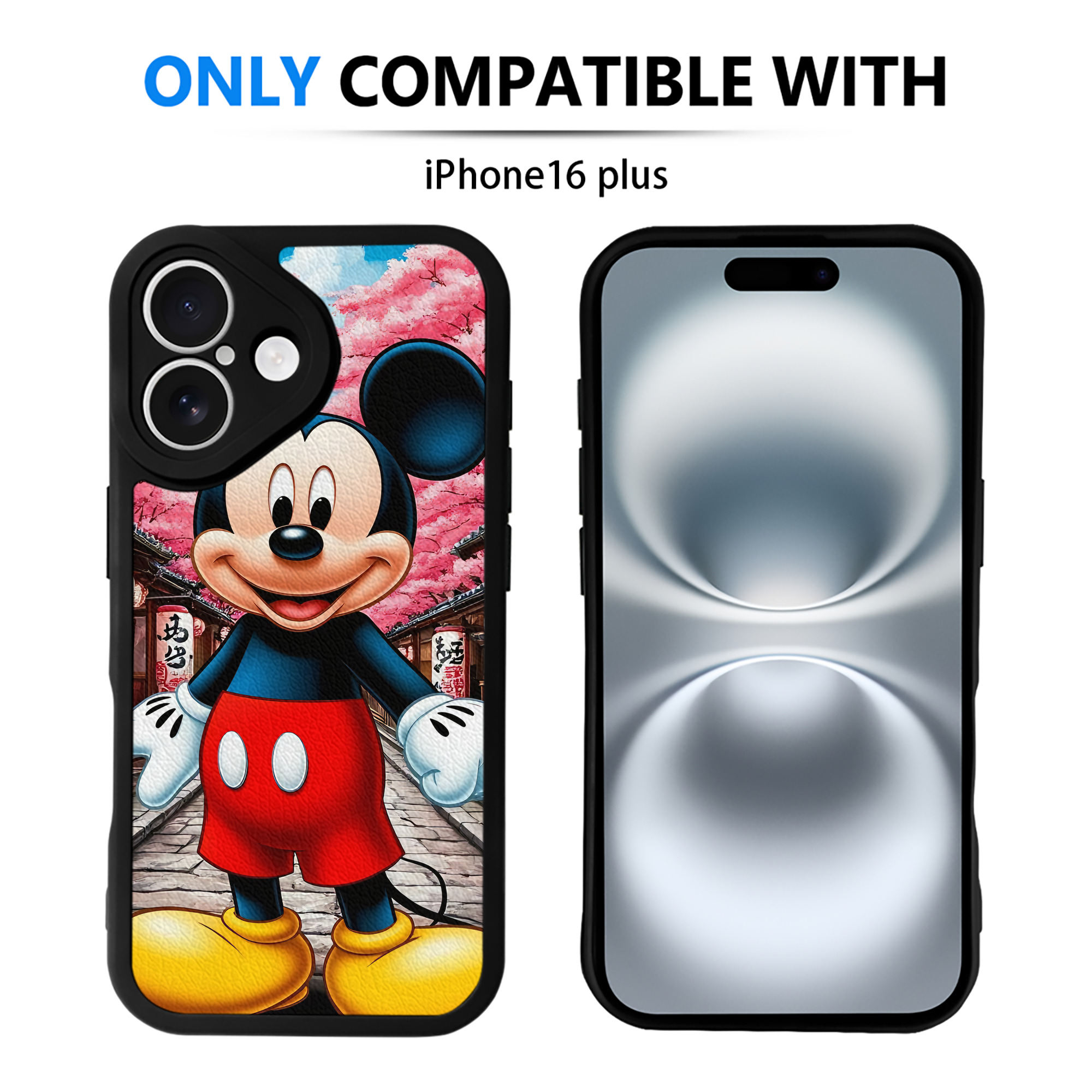 （画像用） ミッキーマウス Mickey Mouse 【iPhone 16シリーズ対応】シリコンスマホケース（レザー調） 材質：シリコン
